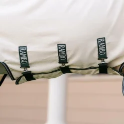 Horseware - Couverture anti-mouches Rambo Hoody XL chalk/ hunter green/ argent Beige Online