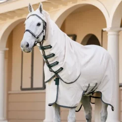 Horseware - Couverture anti-mouches Rambo Hoody XL chalk/ hunter green/ argent Beige Online