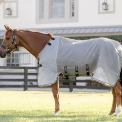 Horseware - Couverture anti-mouches Rambo Protector Fieldsafe argent/ marine/ blanc/ beige Gris Outlet
