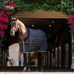 Discount Horseware - Couverture de box Rhino Pony Stable VL / gris/ blanc à carreaux/ gris 250g Noir