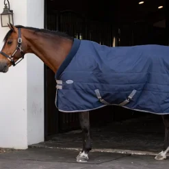 Horseware - Couverture de box Rhino Stable VL / titanium grey/ classic blue 250g Marine Clearance