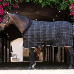Clearance Horseware - Couverture de box Rhino Pony Stable / gris/ blanc à carreaux/ gris 100g Noir