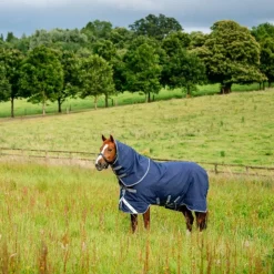 Horseware - Couverture d'extérieur Rhino Plus Turnout / titanium grey/ classic blue 250g Marine Outlet