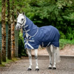 Online Horseware - Couverture d'extérieur Rhino Plus Pony Turnout / titanium grey/ classic blue 100g Marine