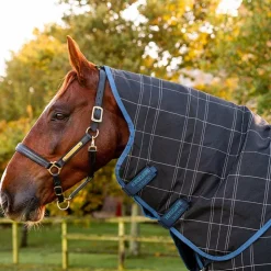 New Horseware - Couverture d'extérieur Rhino Plus à carreaux 250g Marine