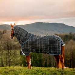 New Horseware - Couverture d'extérieur Rhino Plus à carreaux 250g Marine