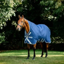 Outlet Horseware - Couverture d'extérieur Rhino Wug / titanium grey/ classic blue 450g Marine