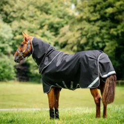 Horseware - Couverture d'extérieur Rambo Supreme Turnout Plus / thunderstorm grey/ silver 450g Noir