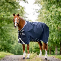 New Horseware - Couverture d'extérieur Rambo Turnout VL / thunderstorm gris/ argent 250g Marine