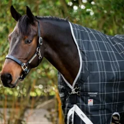 Horseware - Couverture d'extérieur Rhino Wug Turnout VL / gris/ blanc à carreaux 450g Noir Hot