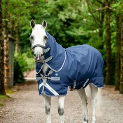 Horseware - Couverture d'extérieur Rhino Plus Pony Turnout / titanium grey/ classic blue 0g Marine