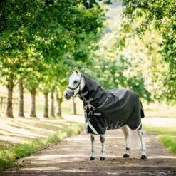 Horseware - Couverture d'extérieur Rambo Plus Turnout / thunderstorm grey/ argent 100g Noir