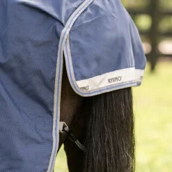 Hot Horseware - Couverture d'extérieur Rhino Turnout VL / titanium grey/ classic blue 250g Marine