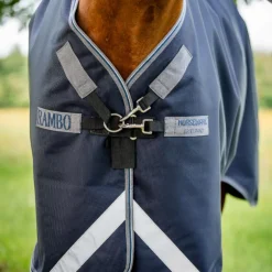 Horseware - Couverture d'extérieur Rambo Turnout VL / thunderstorm gris/ argent 450g Marine Clearance