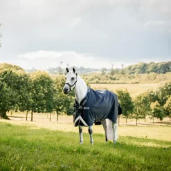 Horseware - Couverture d'extérieur Rambo Turnout VL / thunderstorm gris/ argent 450g Marine Clearance