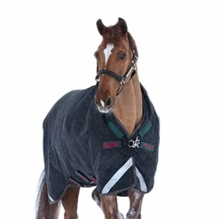 Discount Horseware - Couverture d'extérieur Rambo Wug encolure montante Turnout / vert/ rouge 400g Noir