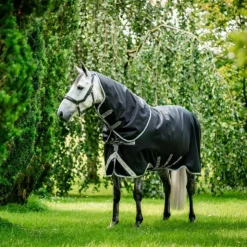 Hot Horseware - Couverture d'extérieur Amigo Bravo 12 Plus / titanium grey/ argent 250g Noir