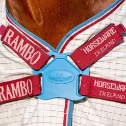Horseware - Couverture extérieur d'été Rambo Optimo Supreme à carreaux/ cerise/ pêche/ bleu 0g Marine