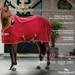 Horseware - Couverture polaire Amigo Fleece Cooler mulberry et taupe 0g Rouge