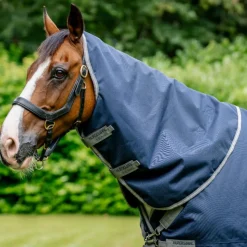 Clearance Horseware - Couvre-cou Amigo Bravo XL Turnout marine/ titanium grey/ argent 150g Noir