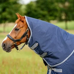 Horseware - Couvre-cou Rhino Turnout Hood / titanium grey/ classic blue 150g Marine