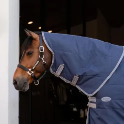Horseware - Couvre-cou Rhino Stable / titanium grey/ classic blue 100g Marine