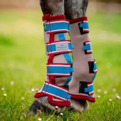 Horseware - Guêtres anti-mouches Flyboot / cerise/ pêche/ bleu x4 Beige Discount