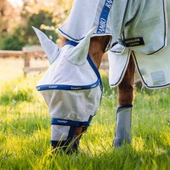 Online Horseware - Masque anti-insectes Rambo Fly Mask argent/ Marine