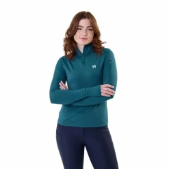 New Horseware - Sweat manches longues femme Strive Winter 1/4 Zip dynasty green Vert