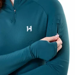 New Horseware - Sweat manches longues femme Strive Winter 1/4 Zip dynasty green Vert