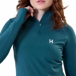 New Horseware - Sweat manches longues femme Strive Winter 1/4 Zip dynasty green Vert