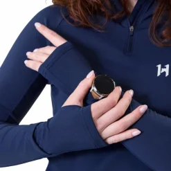 Sale Horseware - Sweat manches longues femme Strive Winter 1/4 Zip Marine