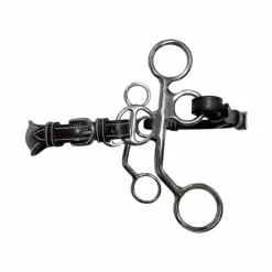 Clearance Jump'In - Hackamore cuir branches courtes poney Noir