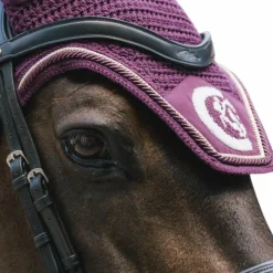 New Kentucky Horsewear - Bonnet pour chevaux anti-bruits Wellington 3D Logo Rope Violet