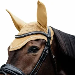 Kentucky Horsewear - Bonnet pour chevaux anti-bruits Wellington Velvet moutarde Jaune Clearance