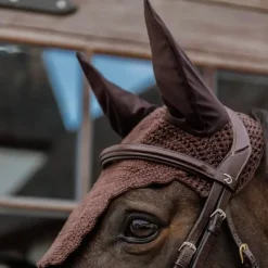 Best Kentucky Horsewear - Bonnet pour chevaux anti-bruit Wellington Wave Marron