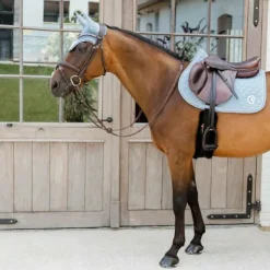 Best Kentucky Horsewear - Bonnet anti-mouches Wellington 3D Logo corde clair Bleu