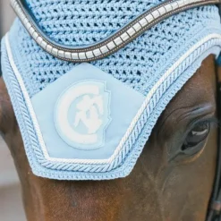 Best Kentucky Horsewear - Bonnet anti-mouches Wellington 3D Logo corde clair Bleu
