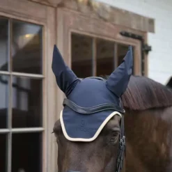 Best Kentucky Horsewear - Bonnet pour chevaux anti-bruits softshell / beige Marine