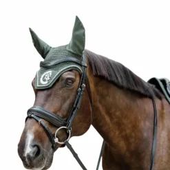 Best Kentucky Horsewear - Bonnet anti-mouches Wellington 3D Logo corde pin Vert
