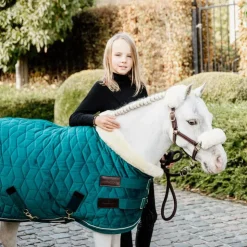 Kentucky Horsewear - Couverture de présentation velvet émeraude pour minis 160g Bleu New