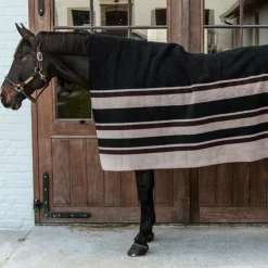 Kentucky Horsewear - Couverture séchante carré heavy stripes / beige Marron Outlet