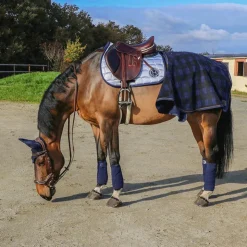 Kentucky Horsewear - Couvre-reins Heavy Fleece à carreaux 0g Marine Outlet
