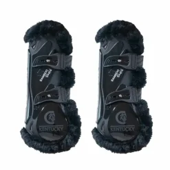 Kentucky Horsewear - Guêtres ouvertes mouton vegan Bamboo Elastique x2 Noir Outlet