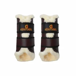 Clearance Kentucky Horsewear - Guêtres cheval Turn Out cuir postérieurs x2 Marron