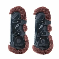 Hot Kentucky Horsewear - Guêtres ouvertes mouton marron vegan Bamboo Elastique x2 Noir