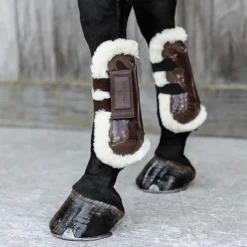 Kentucky Horsewear - Guêtres ouvertes velcro mouton vegan x2 Marron