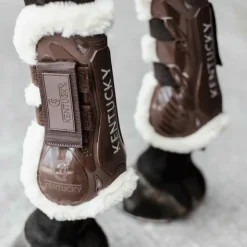 Kentucky Horsewear - Guêtres ouvertes velcro mouton vegan x2 Marron