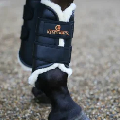 Outlet Kentucky Horsewear - Guêtres cheval Turn Out cuir antérieurs x2 Noir