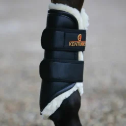Outlet Kentucky Horsewear - Guêtres cheval Turn Out cuir antérieurs x2 Noir
